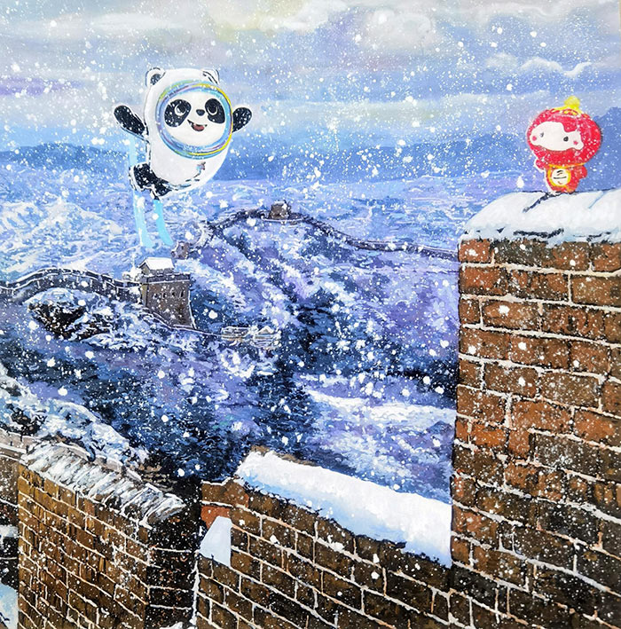 舒勇每日一画《一起向未来》 让冰墩墩、雪容融带你读懂中国